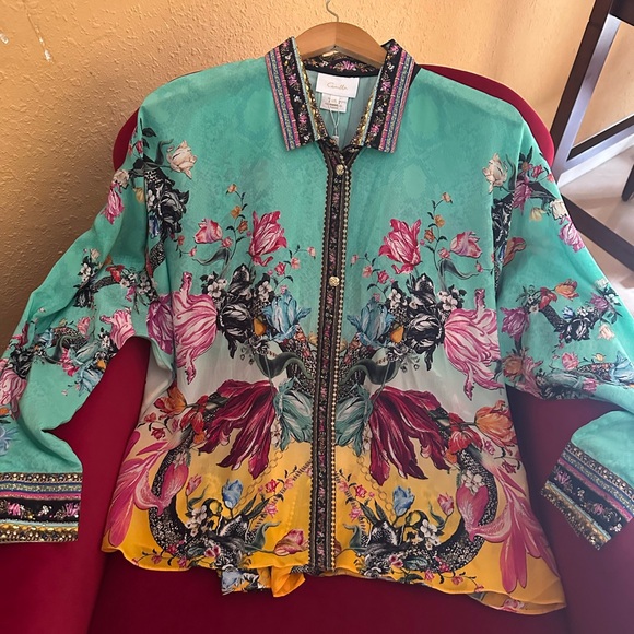 Camilla 100 % Silk Multicolor Floral Blouse - Picture 11 of 12